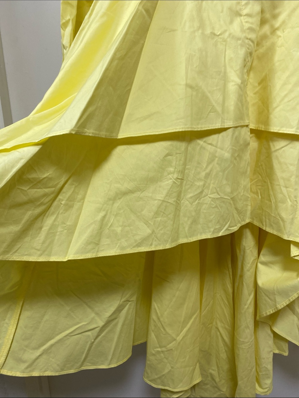 New, Rivir Yellow Ruffle High-Low Button Shirt Dress - Picture 6 of 14